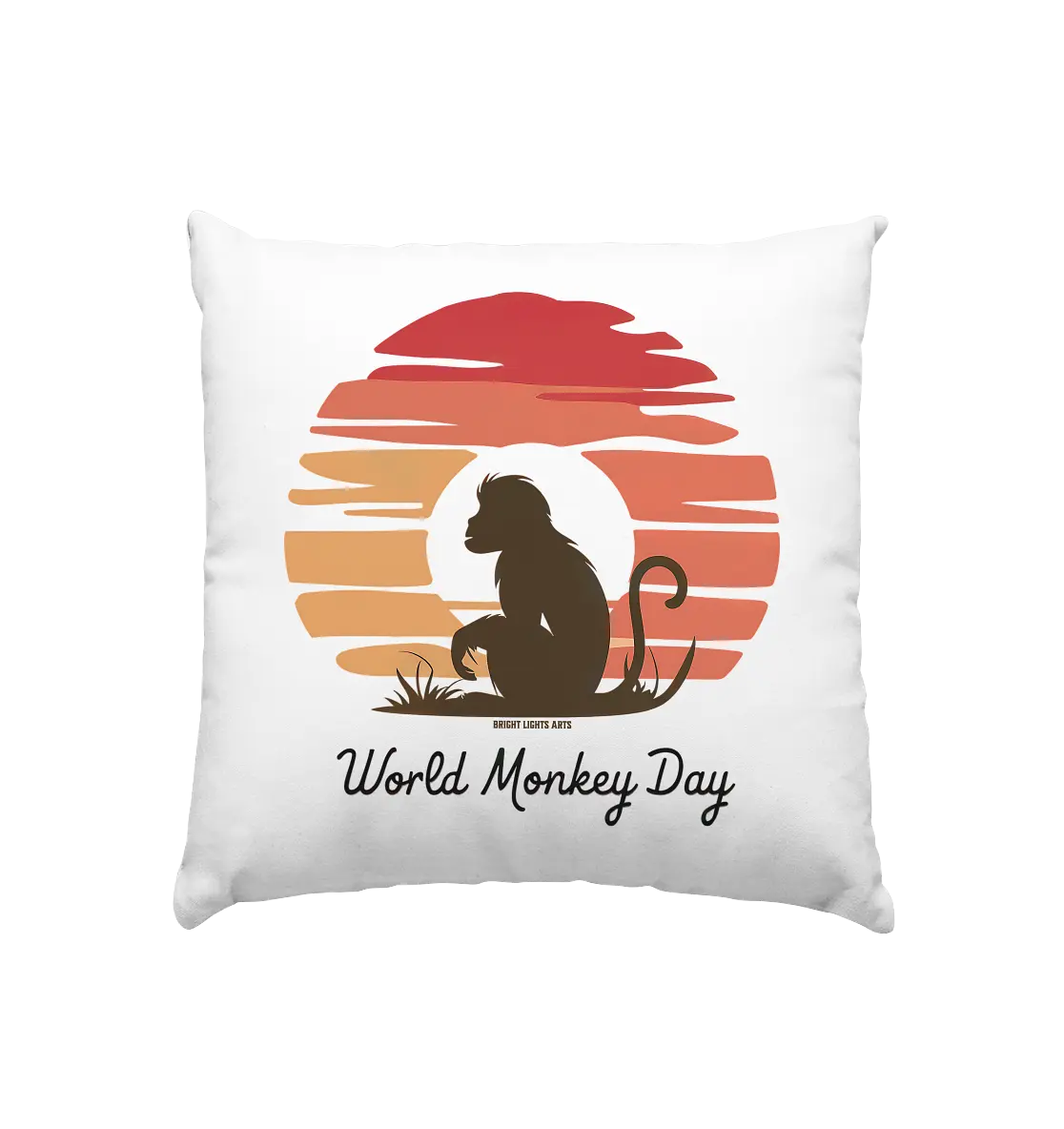 World Monkey Day – Silhouette im Sonnenuntergang - Kissen 40x40cm Bright Lights Arts
