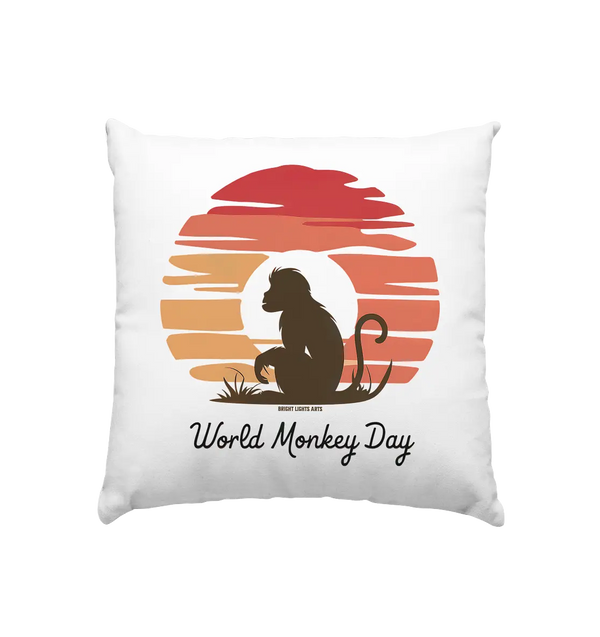 World Monkey Day – Silhouette im Sonnenuntergang - Kissen 40x40cm Bright Lights Arts