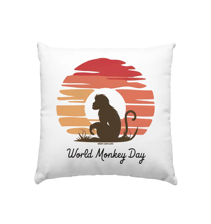 World Monkey Day – Silhouette im Sonnenuntergang - Kissen 40x40cm Bright Lights Arts