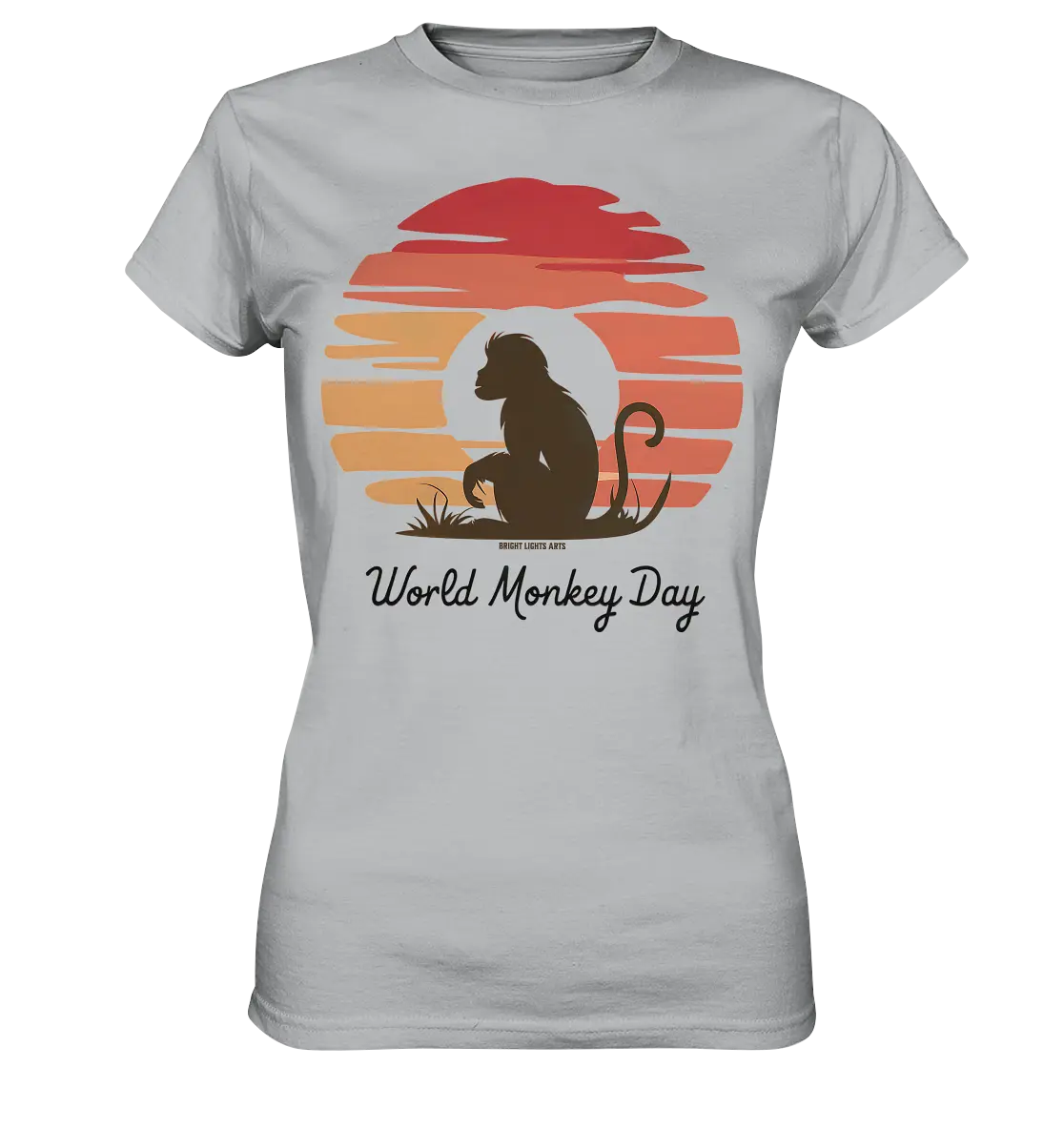 World Monkey Day – Silhouette im Sonnenuntergang - Ladies Premium Shirt Bright Lights Arts