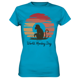 World Monkey Day – Silhouette im Sonnenuntergang - Ladies Premium Shirt Bright Lights Arts
