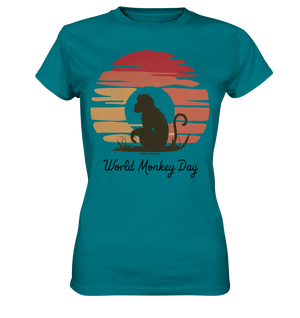 World Monkey Day – Silhouette im Sonnenuntergang - Ladies Premium Shirt Bright Lights Arts