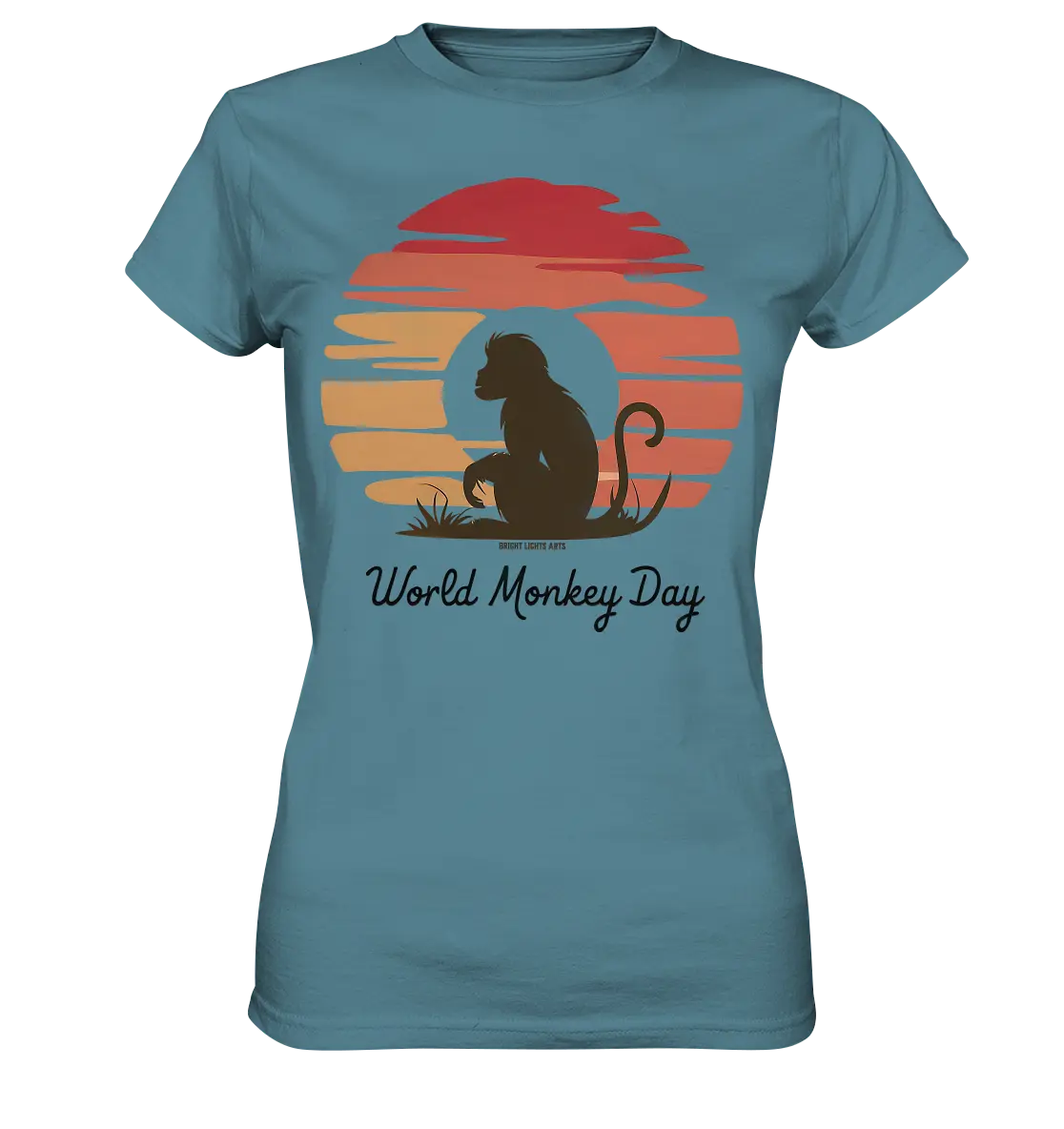 World Monkey Day – Silhouette im Sonnenuntergang - Ladies Premium Shirt Bright Lights Arts