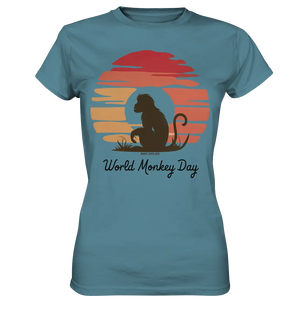 World Monkey Day – Silhouette im Sonnenuntergang - Ladies Premium Shirt Bright Lights Arts