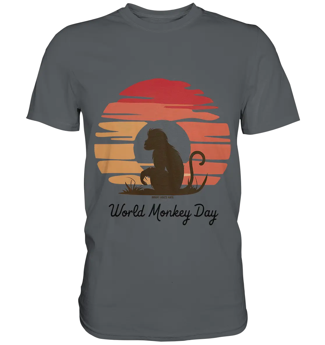 World Monkey Day – Silhouette im Sonnenuntergang - Premium Shirt Bright Lights Arts