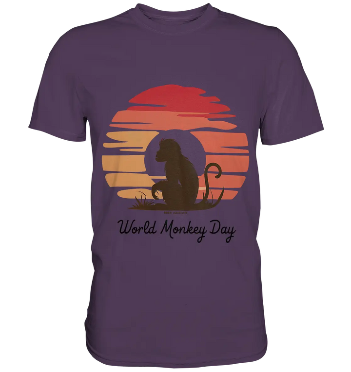 World Monkey Day – Silhouette im Sonnenuntergang - Premium Shirt Bright Lights Arts