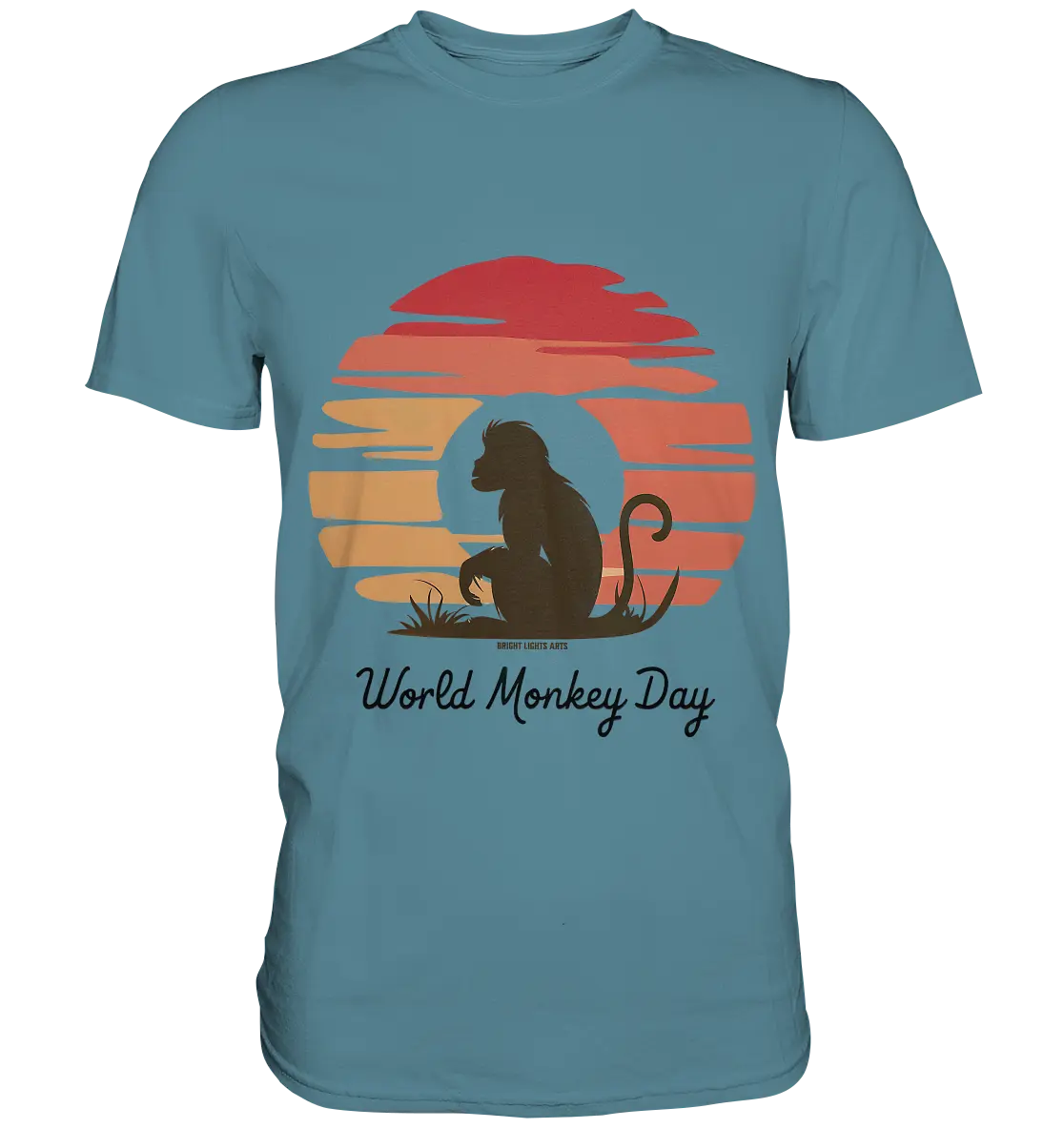 World Monkey Day – Silhouette im Sonnenuntergang - Premium Shirt Bright Lights Arts