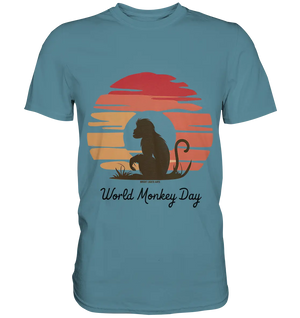 World Monkey Day – Silhouette im Sonnenuntergang - Premium Shirt Bright Lights Arts