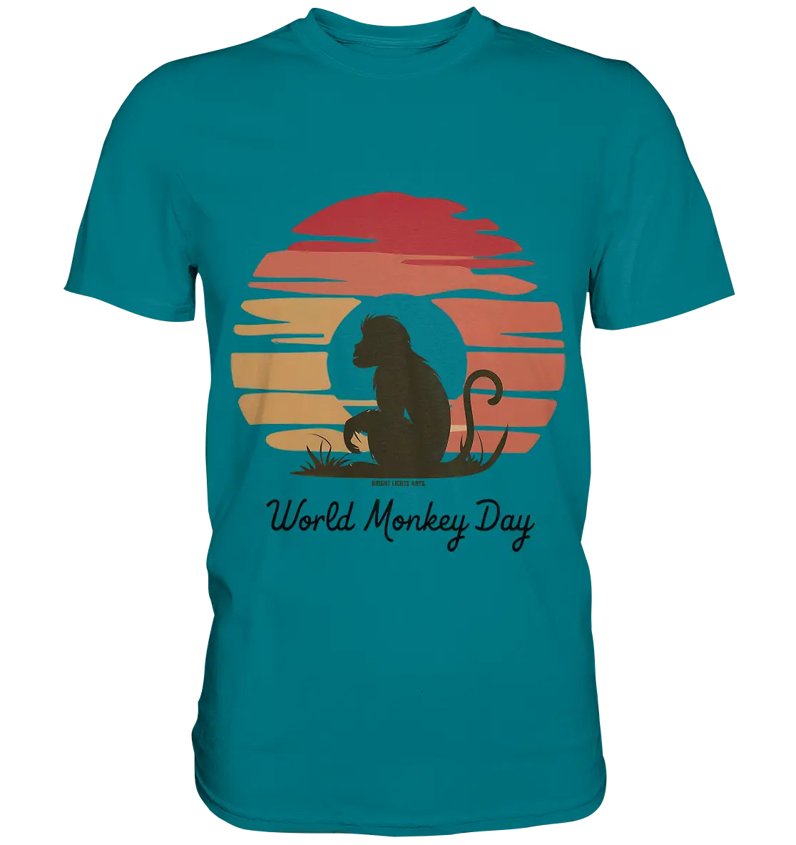World Monkey Day – Silhouette im Sonnenuntergang - Premium Shirt Bright Lights Arts