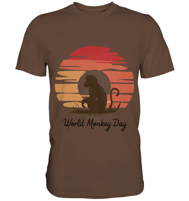 World Monkey Day – Silhouette im Sonnenuntergang - Premium Shirt Bright Lights Arts