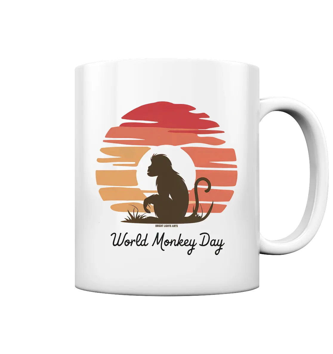 World Monkey Day – Silhouette im Sonnenuntergang - Tasse glossy Bright Lights Arts