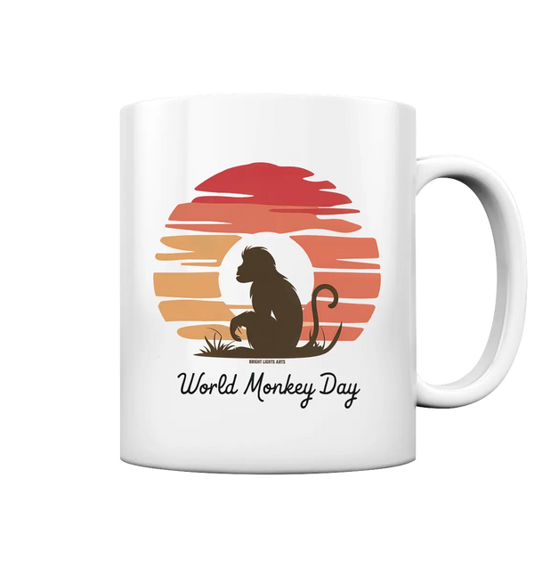 World Monkey Day – Silhouette im Sonnenuntergang - Tasse glossy Bright Lights Arts