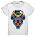 Wütender T-Rex mit Kopfhörern – Dinosaurier Design - Kids Premium Shirt Bright Lights Arts