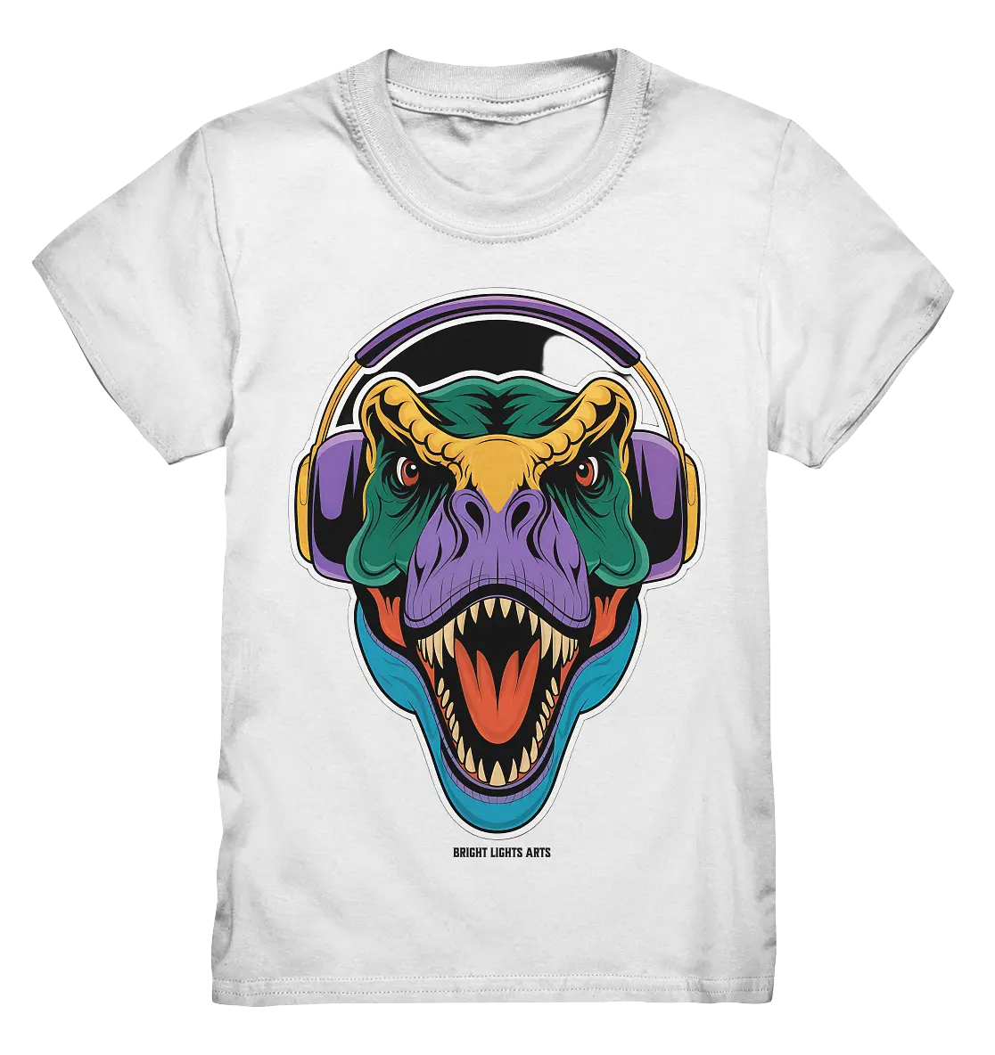 Wütender T-Rex mit Kopfhörern – Dinosaurier Design - Kids Premium Shirt Bright Lights Arts