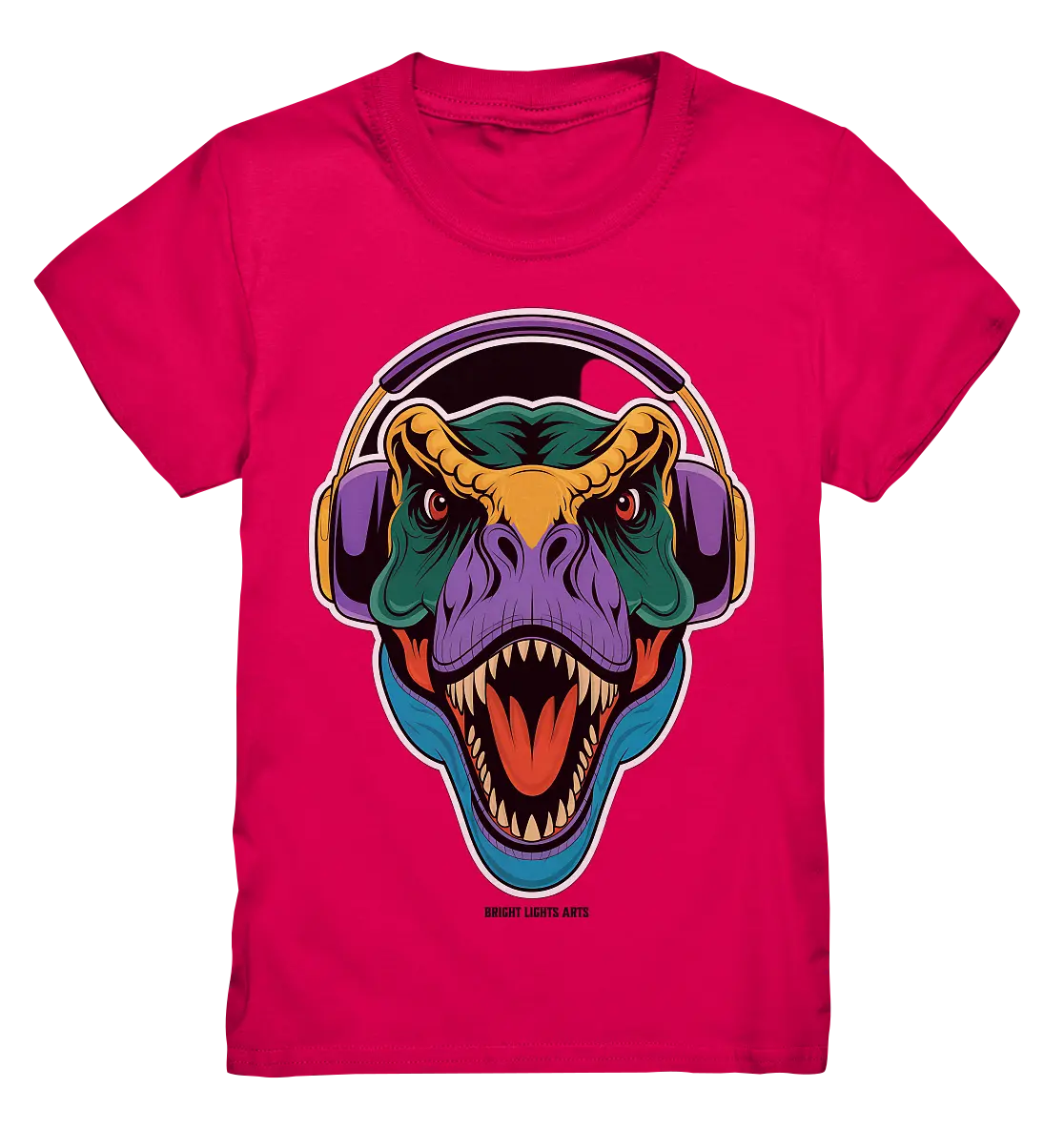 Wütender T-Rex mit Kopfhörern – Dinosaurier Design - Kids Premium Shirt Bright Lights Arts