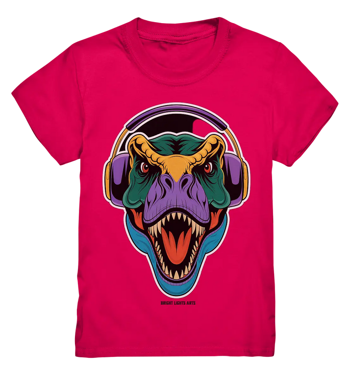 Wütender T-Rex mit Kopfhörern – Dinosaurier Design - Kids Premium Shirt Bright Lights Arts