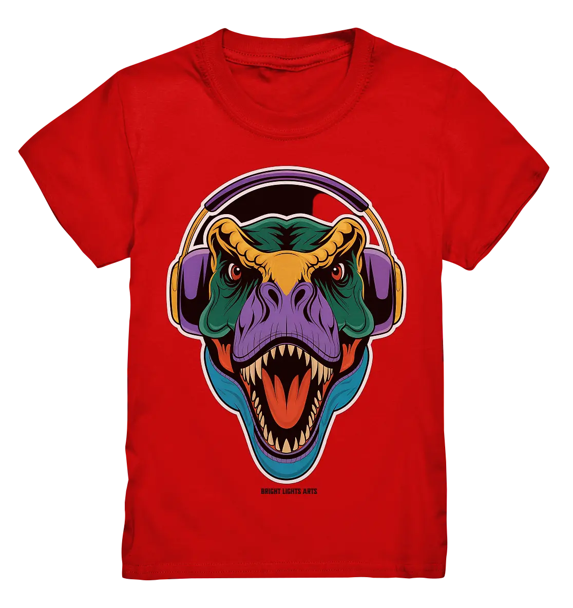 Wütender T-Rex mit Kopfhörern – Dinosaurier Design - Kids Premium Shirt Bright Lights Arts