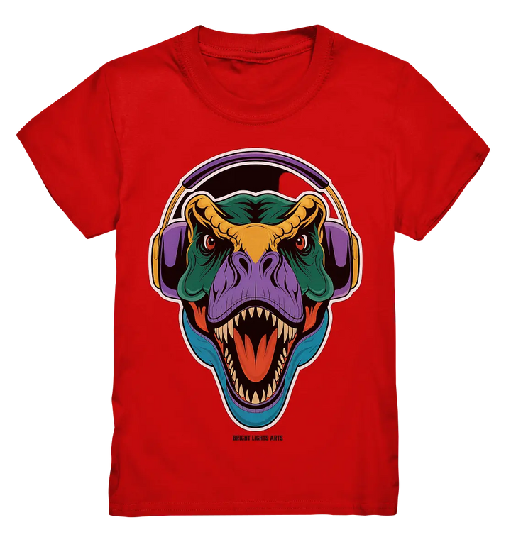 Wütender T-Rex mit Kopfhörern – Dinosaurier Design - Kids Premium Shirt Bright Lights Arts