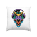 Wütender T-Rex mit Kopfhörern – Dinosaurier Design - Kissen 40x40cm Bright Lights Arts