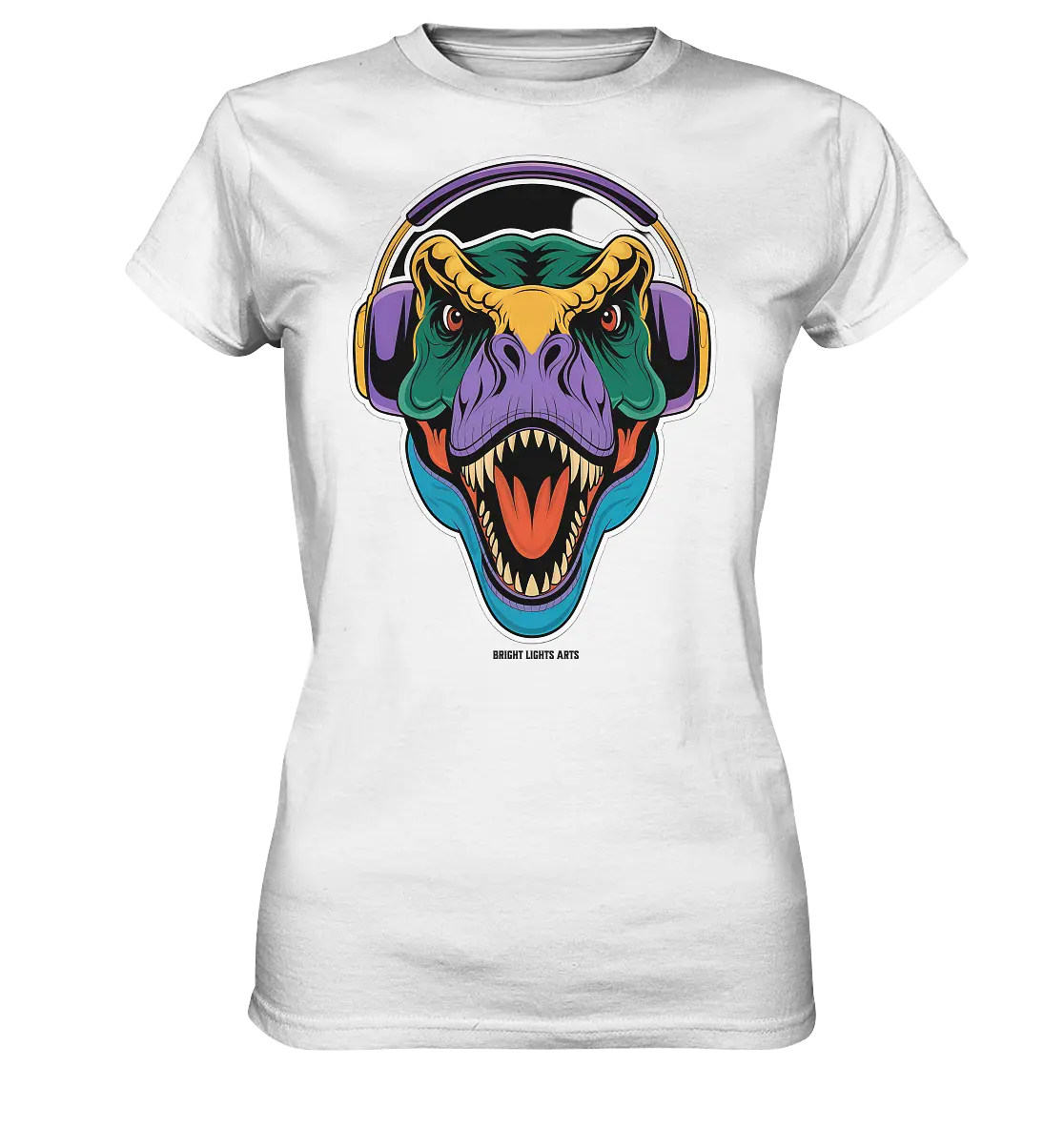 Wütender T-Rex mit Kopfhörern – Dinosaurier Design - Ladies Premium Shirt Bright Lights Arts