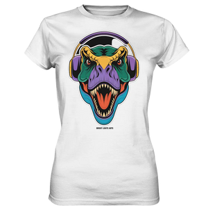 Wütender T-Rex mit Kopfhörern – Dinosaurier Design - Ladies Premium Shirt Bright Lights Arts