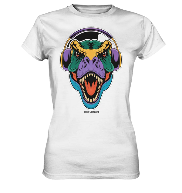Wütender T-Rex mit Kopfhörern – Dinosaurier Design - Ladies Premium Shirt Bright Lights Arts