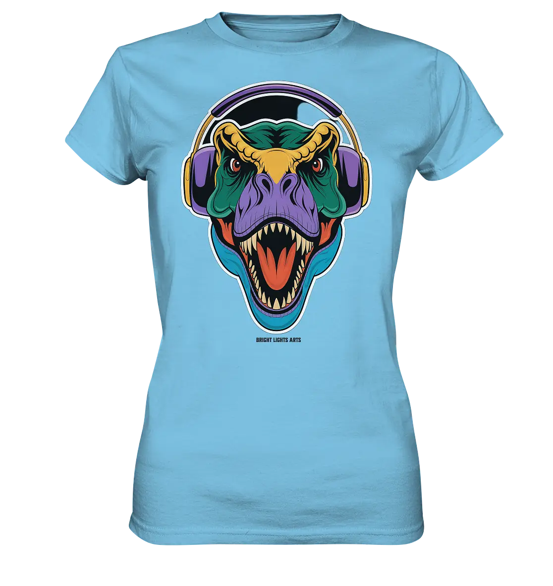 Wütender T-Rex mit Kopfhörern – Dinosaurier Design - Ladies Premium Shirt Bright Lights Arts
