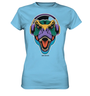 Wütender T-Rex mit Kopfhörern – Dinosaurier Design - Ladies Premium Shirt Bright Lights Arts