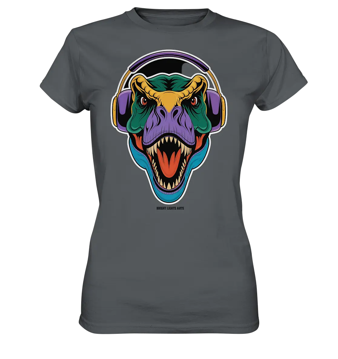 Wütender T-Rex mit Kopfhörern – Dinosaurier Design - Ladies Premium Shirt Bright Lights Arts