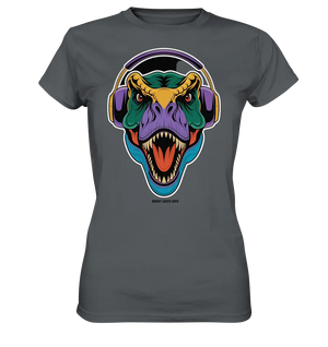 Wütender T-Rex mit Kopfhörern – Dinosaurier Design - Ladies Premium Shirt Bright Lights Arts