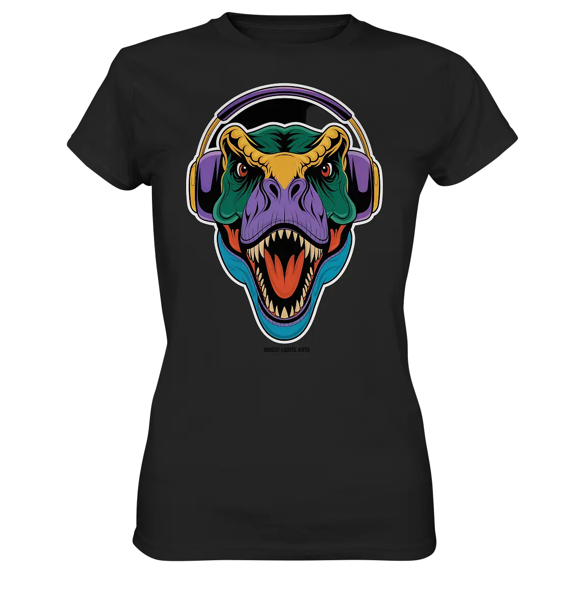 Wütender T-Rex mit Kopfhörern – Dinosaurier Design - Ladies Premium Shirt Bright Lights Arts