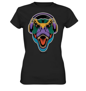 Wütender T-Rex mit Kopfhörern – Dinosaurier Design - Ladies Premium Shirt Bright Lights Arts