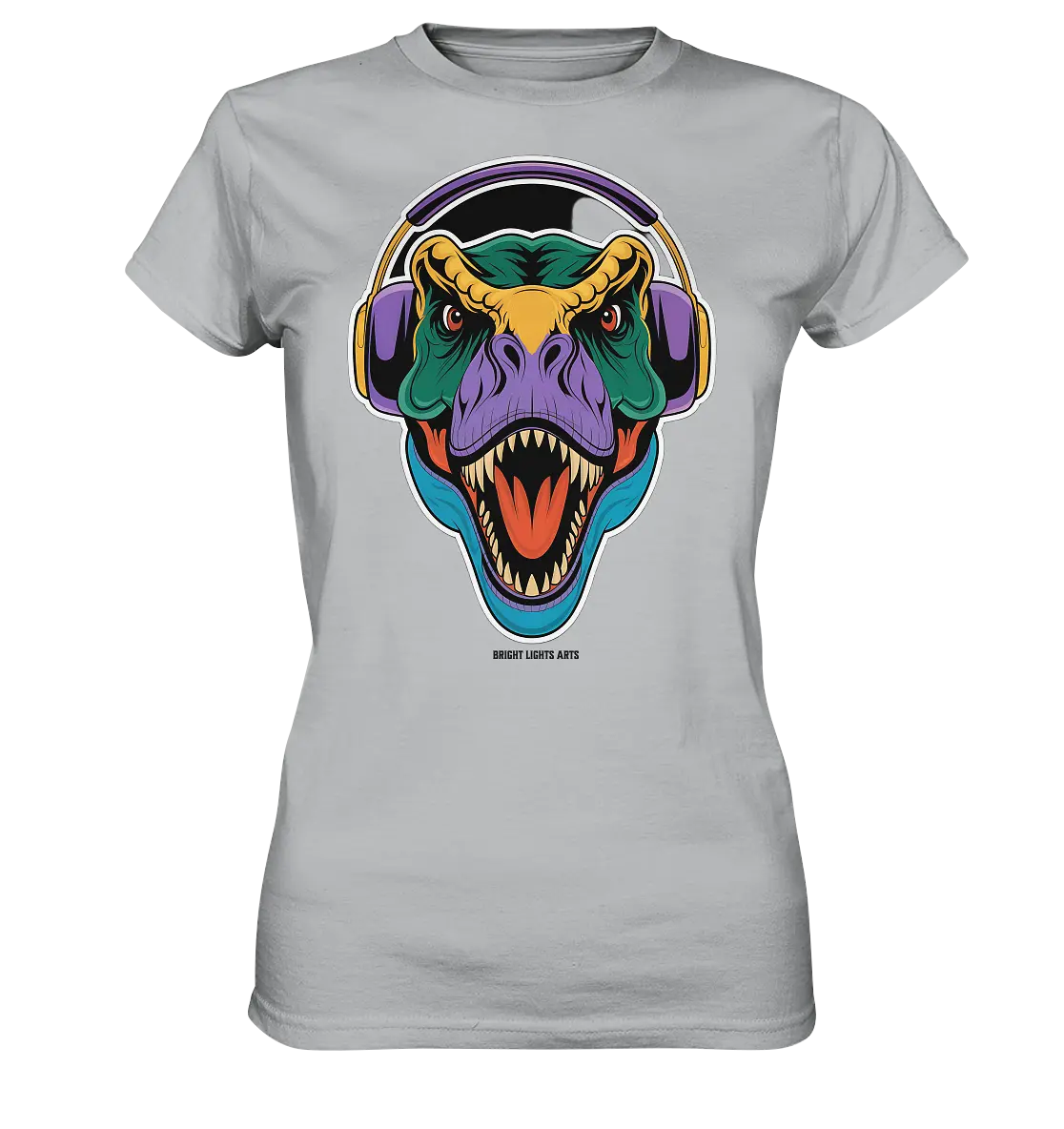Wütender T-Rex mit Kopfhörern – Dinosaurier Design - Ladies Premium Shirt Bright Lights Arts