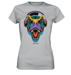 Wütender T-Rex mit Kopfhörern – Dinosaurier Design - Ladies Premium Shirt Bright Lights Arts