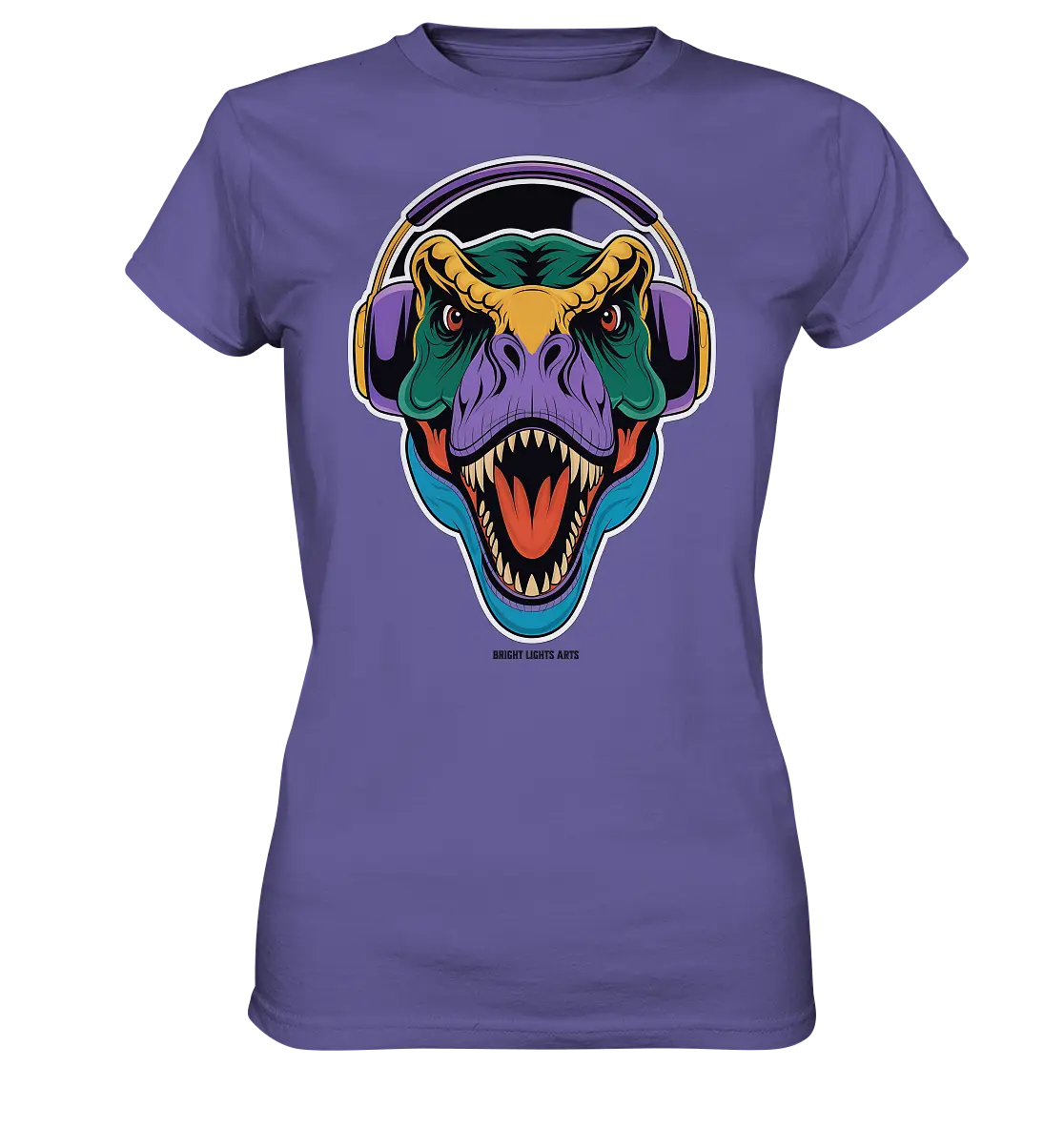 Wütender T-Rex mit Kopfhörern – Dinosaurier Design - Ladies Premium Shirt Bright Lights Arts