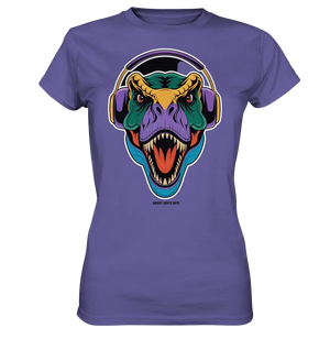 Wütender T-Rex mit Kopfhörern – Dinosaurier Design - Ladies Premium Shirt Bright Lights Arts