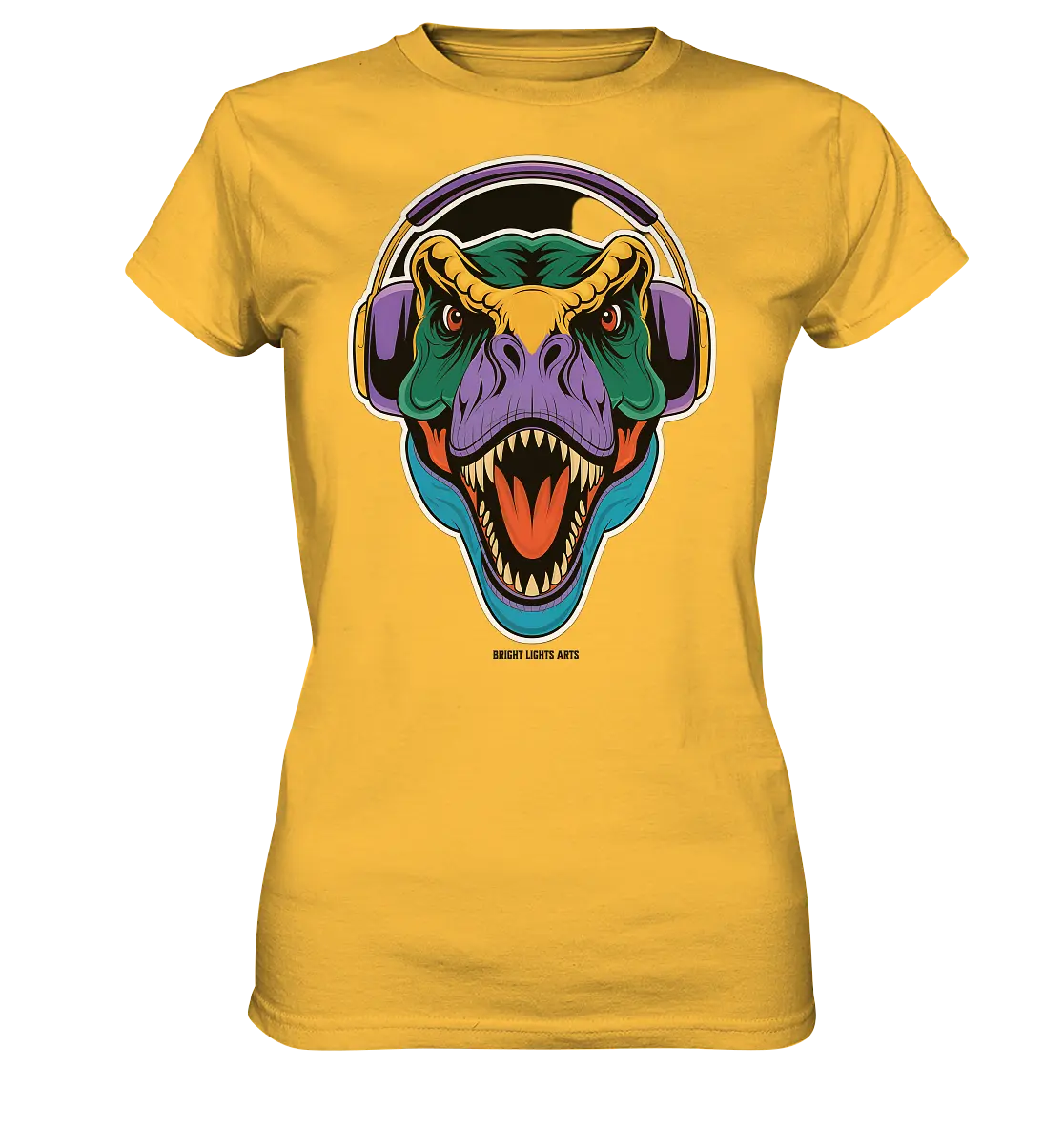 Wütender T-Rex mit Kopfhörern – Dinosaurier Design - Ladies Premium Shirt Bright Lights Arts