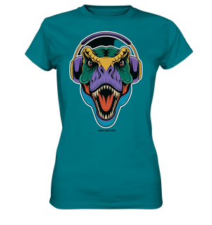 Wütender T-Rex mit Kopfhörern – Dinosaurier Design - Ladies Premium Shirt Bright Lights Arts