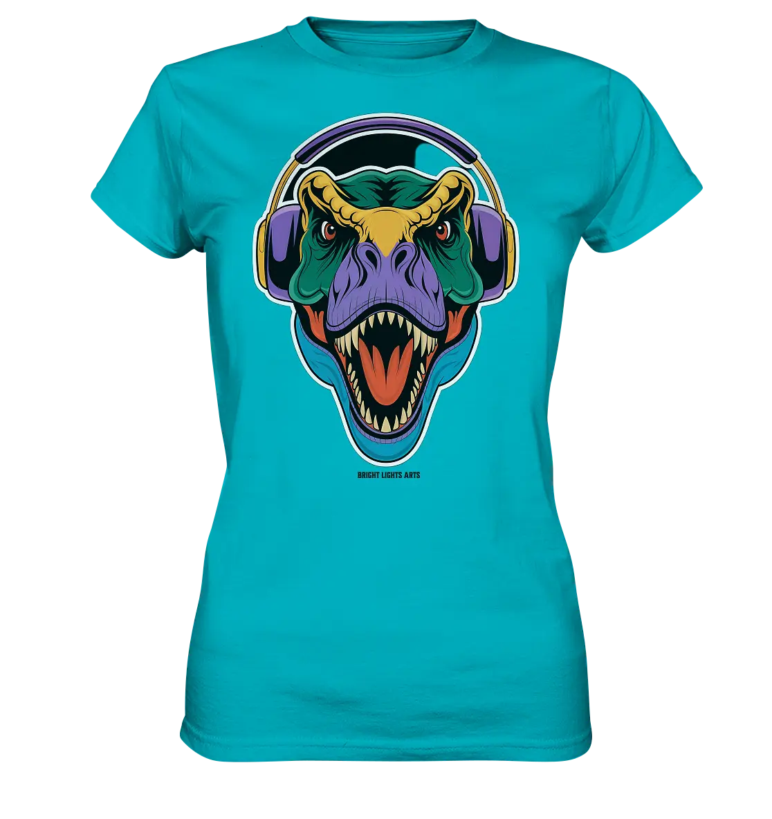 Wütender T-Rex mit Kopfhörern – Dinosaurier Design - Ladies Premium Shirt Bright Lights Arts