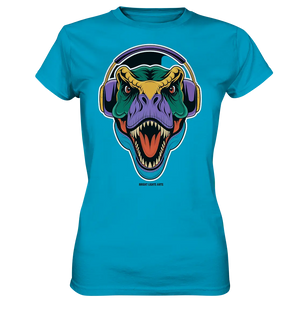 Wütender T-Rex mit Kopfhörern – Dinosaurier Design - Ladies Premium Shirt Bright Lights Arts