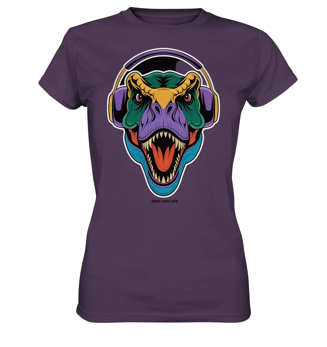 Wütender T-Rex mit Kopfhörern – Dinosaurier Design - Ladies Premium Shirt Bright Lights Arts