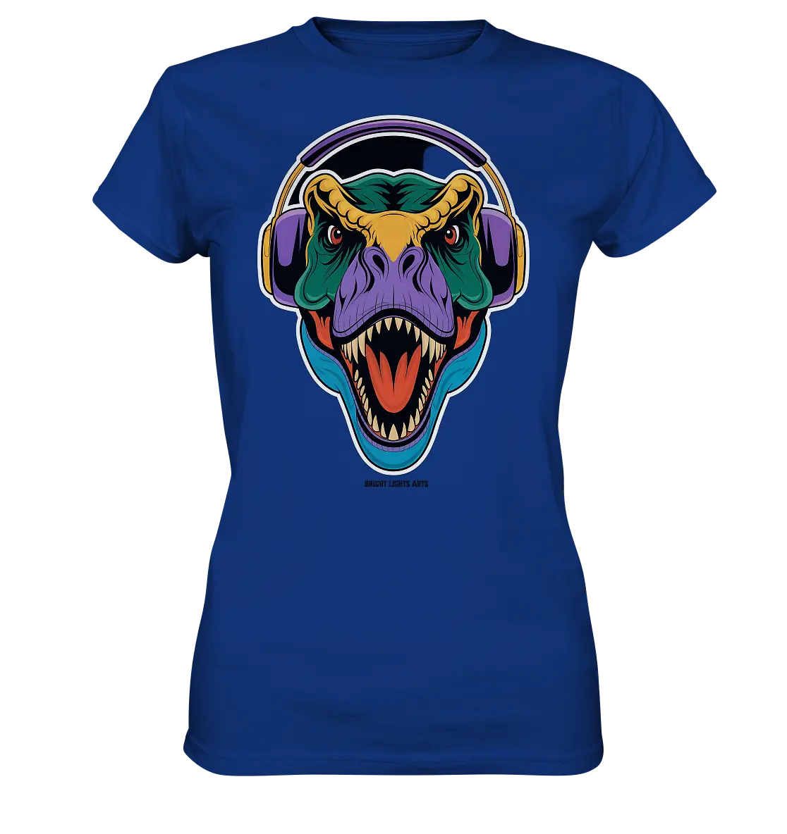 Wütender T-Rex mit Kopfhörern – Dinosaurier Design - Ladies Premium Shirt Bright Lights Arts