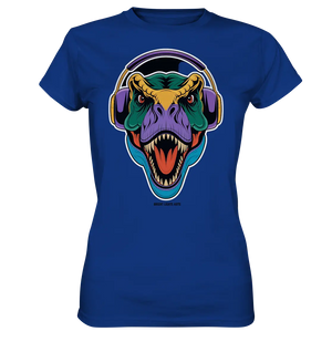 Wütender T-Rex mit Kopfhörern – Dinosaurier Design - Ladies Premium Shirt Bright Lights Arts