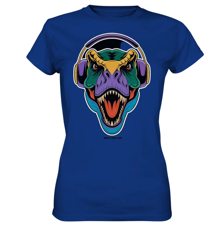 Wütender T-Rex mit Kopfhörern – Dinosaurier Design - Ladies Premium Shirt Bright Lights Arts