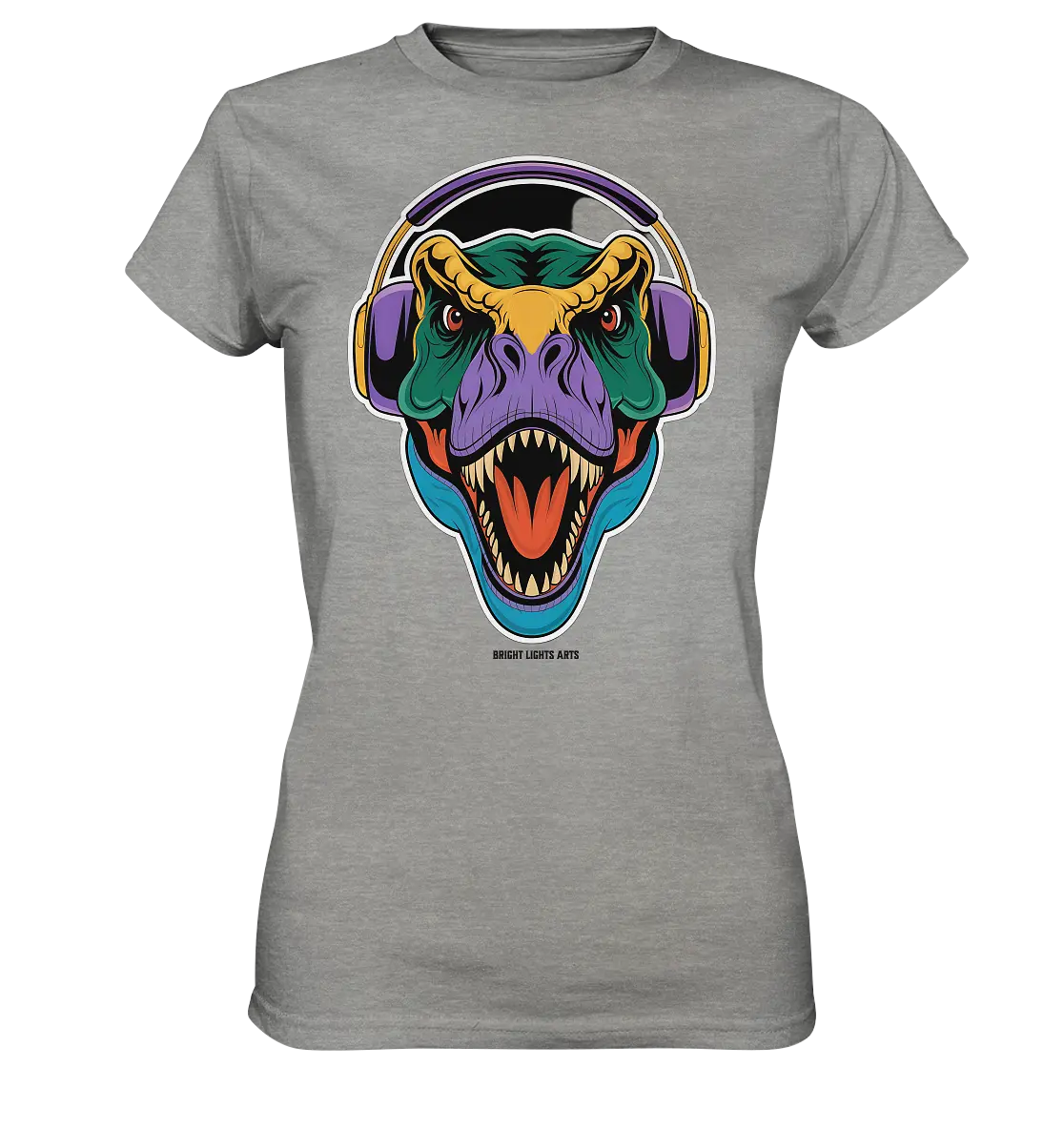 Wütender T-Rex mit Kopfhörern – Dinosaurier Design - Ladies Premium Shirt Bright Lights Arts