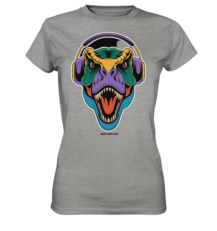 Wütender T-Rex mit Kopfhörern – Dinosaurier Design - Ladies Premium Shirt Bright Lights Arts