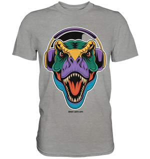 Wütender T-Rex mit Kopfhörern – Dinosaurier Design - Premium Shirt Bright Lights Arts