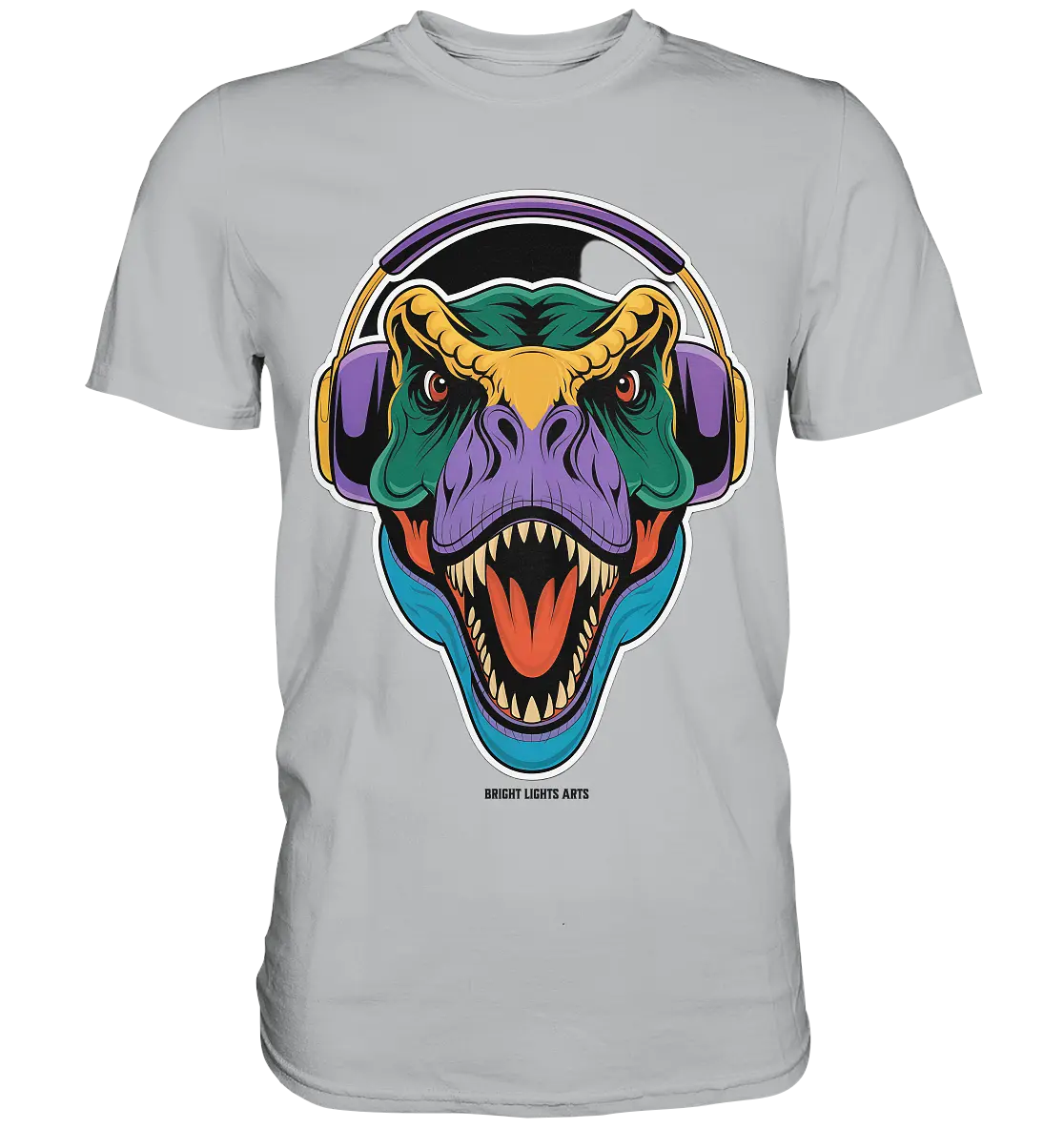 Wütender T-Rex mit Kopfhörern – Dinosaurier Design - Premium Shirt Bright Lights Arts