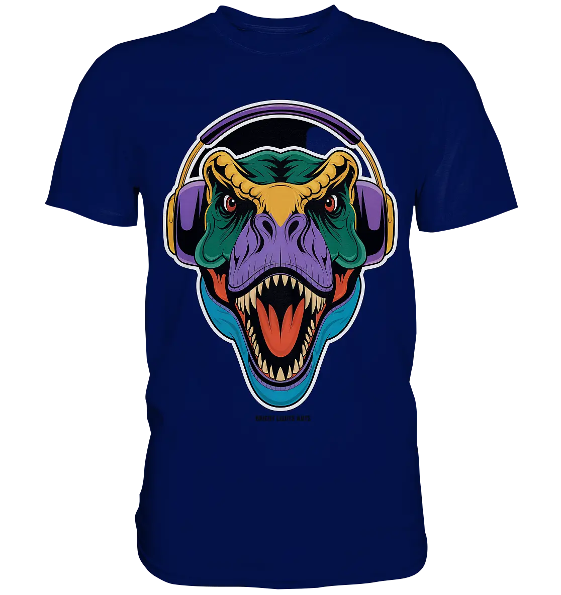 Wütender T-Rex mit Kopfhörern – Dinosaurier Design - Premium Shirt Bright Lights Arts