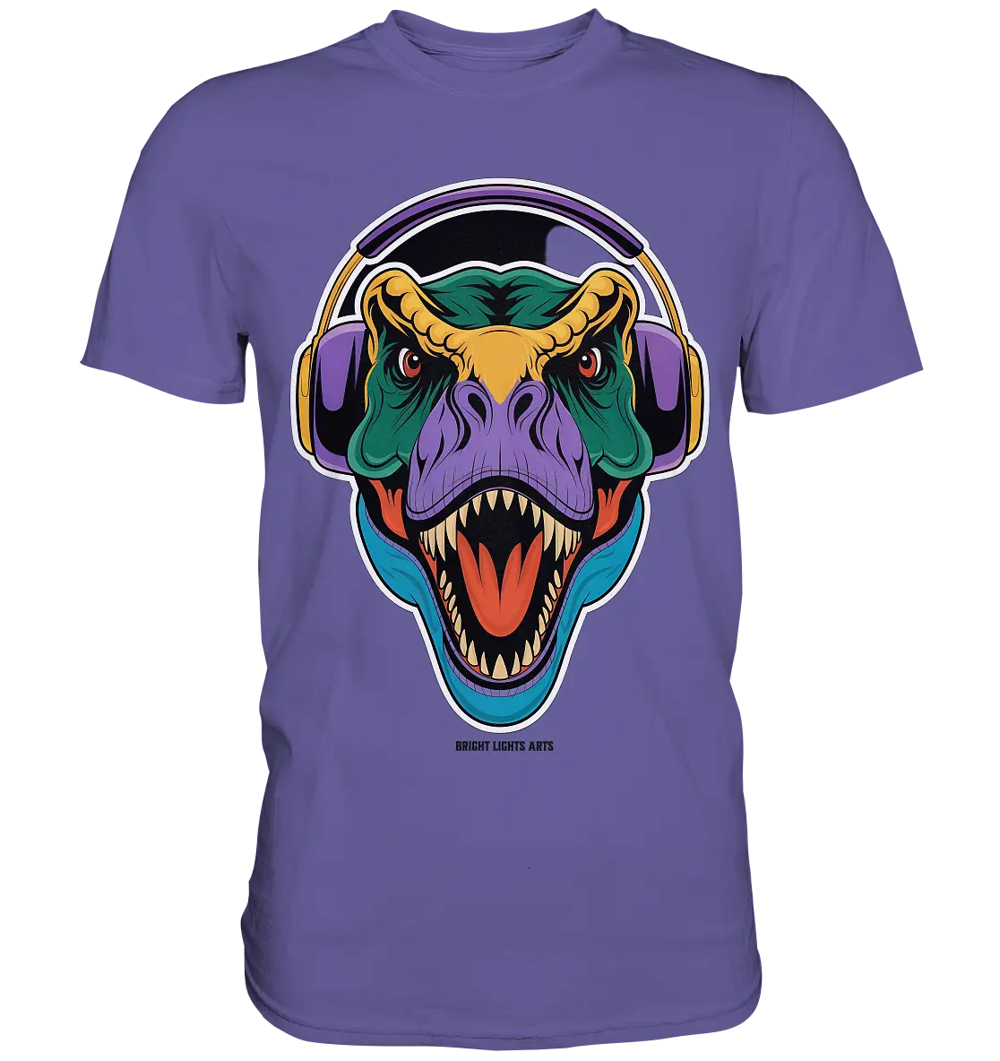 Wütender T-Rex mit Kopfhörern – Dinosaurier Design - Premium Shirt Bright Lights Arts